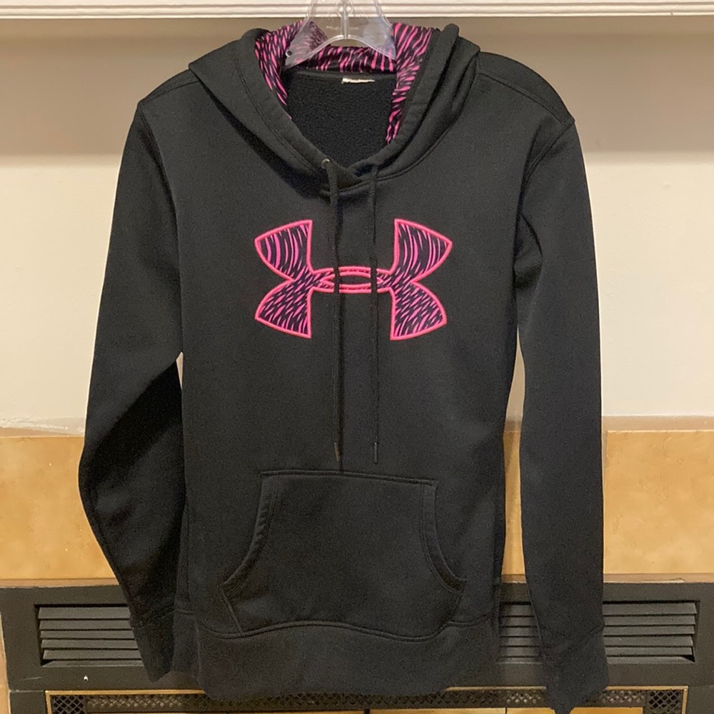 Under Armour Women’s Black and Pink Hoodie (Size S)